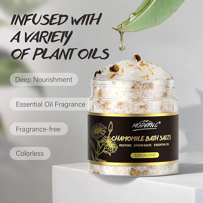 Epsom Bath Salts Gift Set for Soaking 4pcs Bath Salts with Essential Oils for Women Relaxing Lavender Eucalyptus Rose Chamomile Bath Set for Women Luxury Spa Birthday Mother's Day Christmas Gift