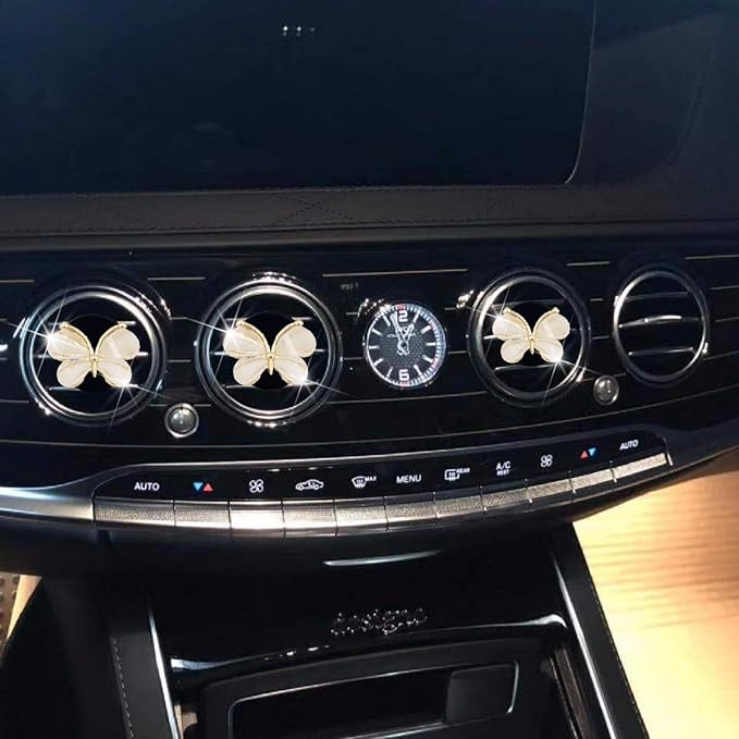 3 Pcs Butterfly Air Vent Clips,Car Air Fresheners Vent Clips Long Lasting Car Diffuser Interior Decor Charm Car Decoration Cute Accessories for Women Girls,Automotive Air Fresheners (White, 1)