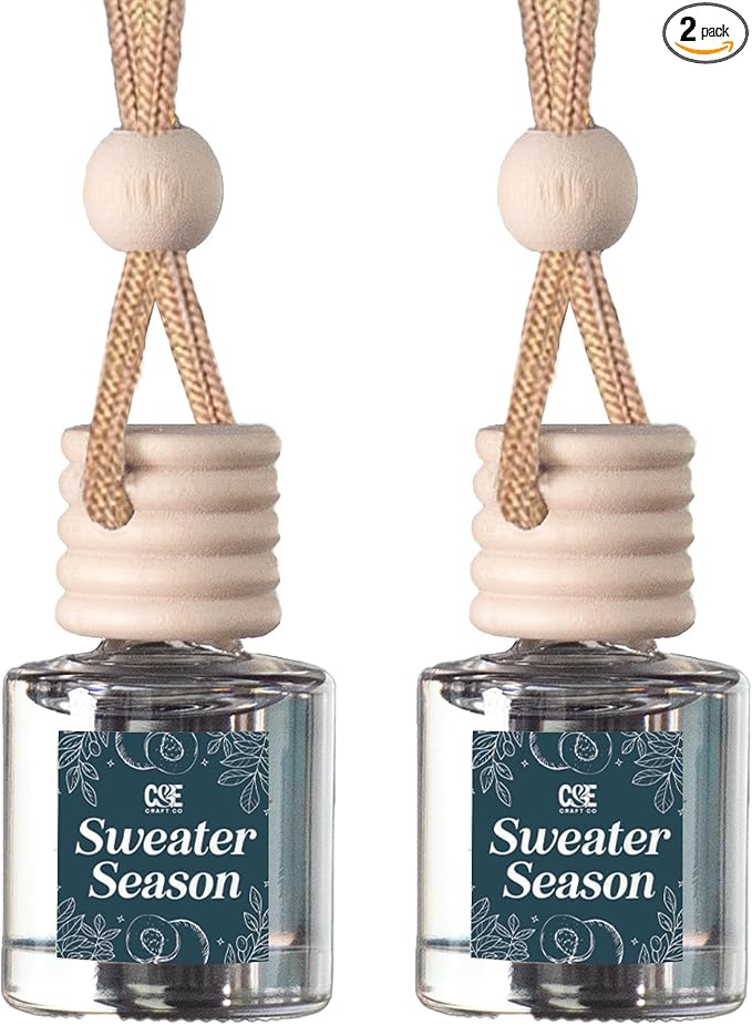 CE Craft Car Air Fresheners - Hanging Car Air Freshener Diffuser - Reusable Bottle with Long Lasting Car Oil Scent - 2 pack, Sweater Season