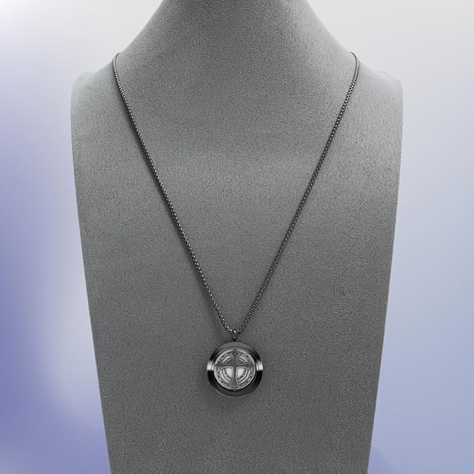 Aromatherapy Diffuser Necklace-Cross Essential Oil Necklace,Aromatherapy Diffuser Pendant for Men and Women,Portable,Suitable for Yoga,Meditation,Travel,Stress Relief Gift(Black 30mm)