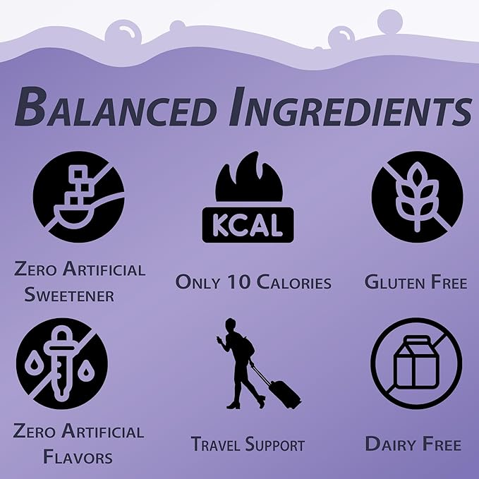 Bobelo Self Carbonating Hydration Drink | Lavender Lemonade 15 Count | Low Calorie, Electrolytes Powder Packets Drink Mix | Sparkling Water & Soda Alternative | Keto Friendly | Water Enhancer Sugar Free