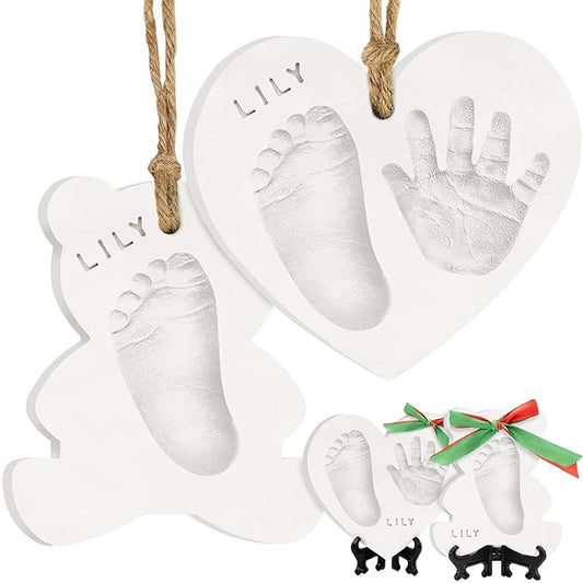 Baby Hand and Footprint Kit - Personalized Newborn Footprint Ornament, Clay Handprint Keepsake, Easy DIY Dog Paw Print Kit, Baby Shower Gifts for Boys, Girls, New Mom Gifts (with Love)