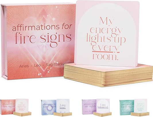 Aries, Leo, Sagittarius Gifts for Women - 40 Daily Affirmation Cards for Women. Positive Affirmation Cards, Zodiac Mindfulness Motivational Birthday Gifts, Astrology Inspirational Décor