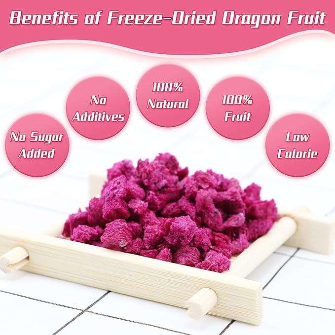 Haomly Freeze-Dried Dragon Fruit,5.3OZ/150g,Red Dragon Fruit Chunks, No Added Sugars,100% Natural,Dried Fruit Snacks, Ideal for Drinks,Yogurt, Cereal, Smoothies Baked Goods and Water