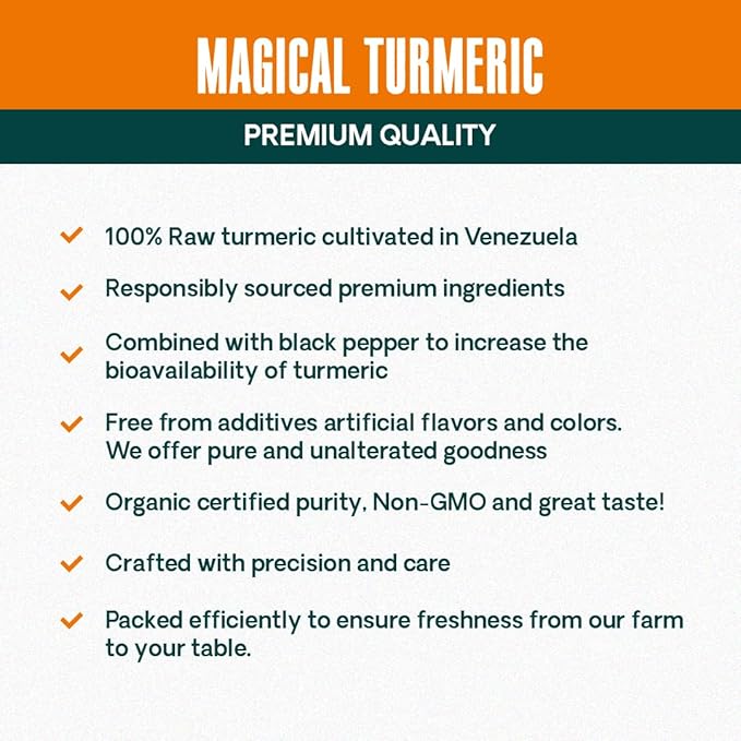 JESSICA WELLNESS Magical Turmeric Tea with Ginger, Black Pepper and Stevia | Turmeric Powder Organic Blend | 3.5 oz (Original Flavor)