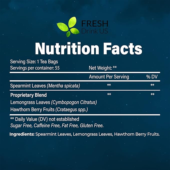 FreshDrinkUS, Premium 75 Tea Bags Better Sleep Herbal Tea | Special Herbal Sleep Tea, Caffeine-Free Loose Leaf Blend with Spearmint Leaves, Lemongrass Leaves, and Hawthorn Berry β Naturally Refreshing and Aromatic.