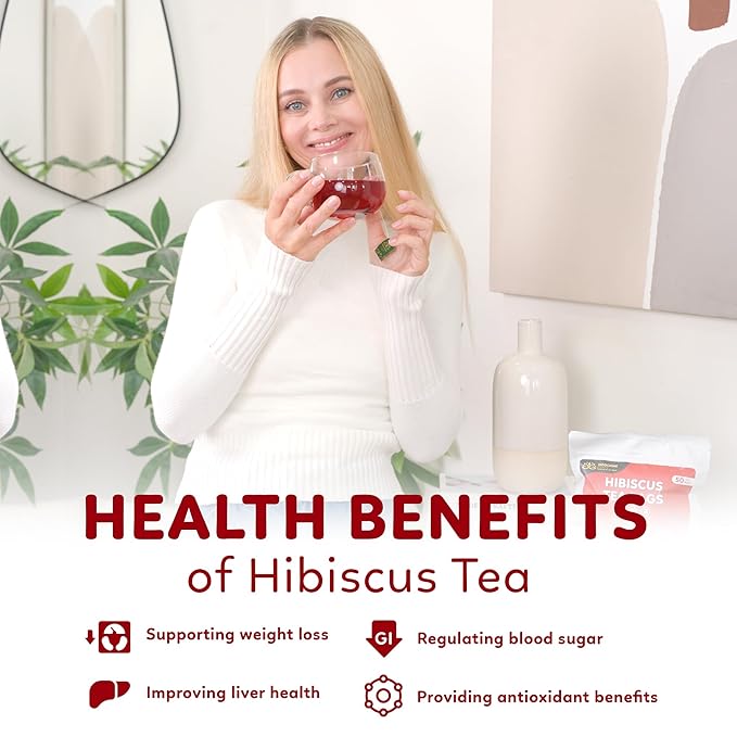 Indochine Blends Hibiscus Tea Bags | 100% Pure Hibiscus Flower | Sugar-Free, Caffeine-Free Herbal Tea | Double Chamber, Individually Wrapped Bags| Rich in Natural Goodness and Flavor | 3.5 oz | 50 Tea Bags