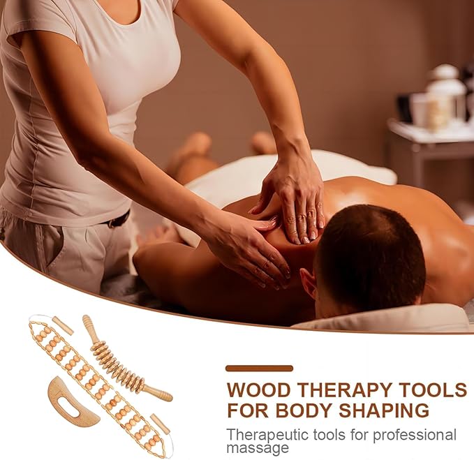 3PCS Wood Therapy Massage Tools, Lymphatic Drainage & Body Sculpting Wooden Massager, Maderoterapia Anti-Cellulite Tool for Deep Tissue Massage, Pain Relief & Muscle Recovery