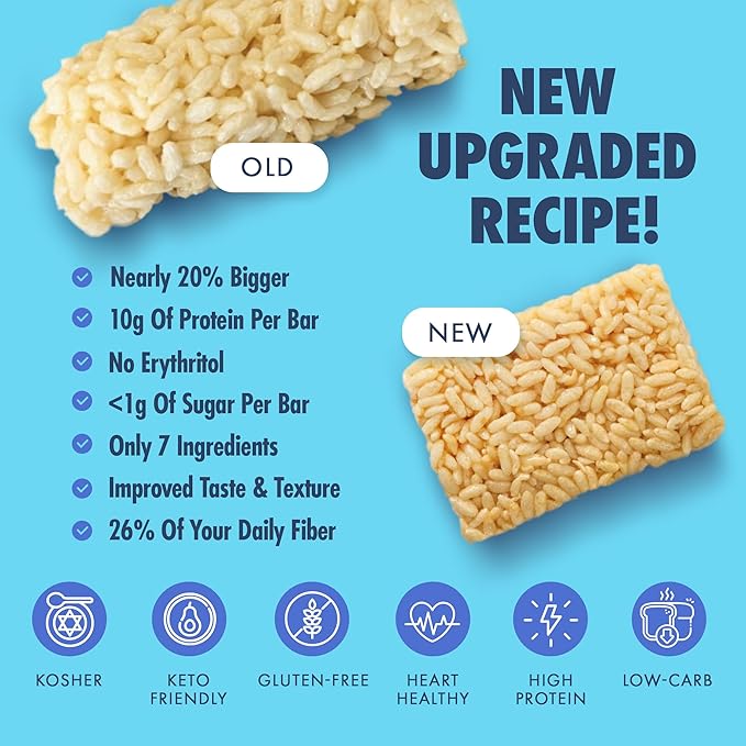 New Improved Recipe - Sinless Snacks Marsh Mallow Krisp - Perfect Keto Snacks - Delicious Gluten Free Low Carb Snacks - Marshmallow Keto Cereal Bars – Soft & Chewy Low Sugar – Less Than 1g - 8 Count