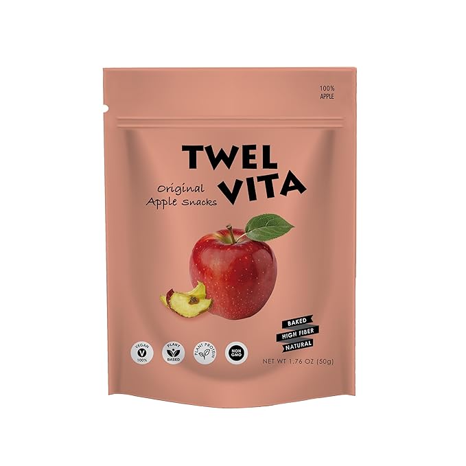 TwelVita Natural Baked Fuji Apple Crisps, Vegan Snacks, Clean Label, Non-GMO, Gluten-Free, 1.76 oz ea, Pack of 4