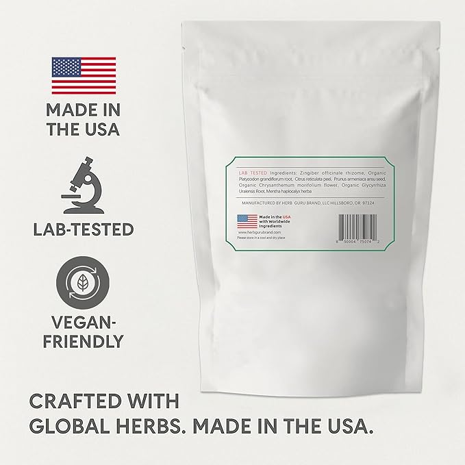 Herb Guru Immuniherb Herbal Tea Bags ā Herbal Teas Blend For Respiratory Comfort With Ginger, Licorice Root, Mint, & Chrysanthemum, 0.88 Ounces