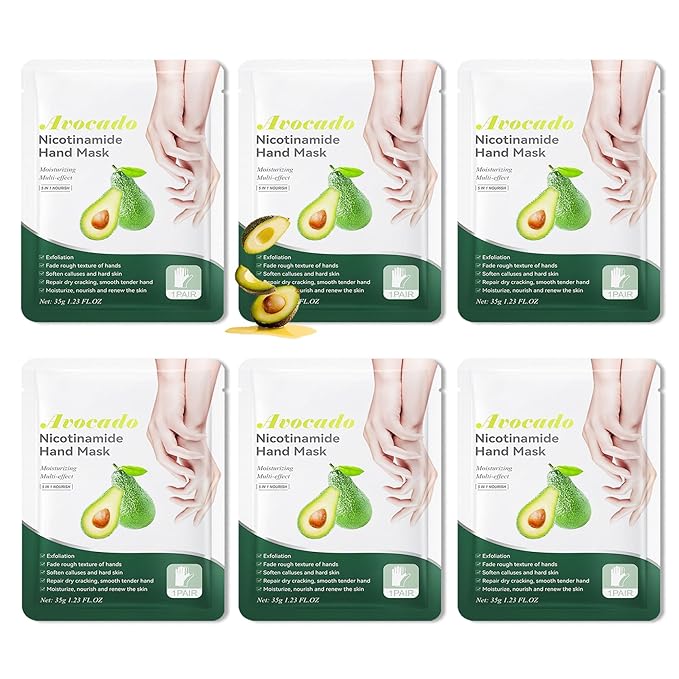 6 Pairs Hand Mask for Dry Cracked Hands,Nourishing Moisturizing Gloves,Hands Moisturizer for Deep Moisturizing,Silky Smooth Moisturizing Gloves,Hand Care Mask Set(H)