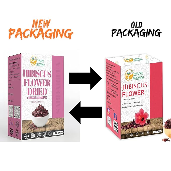 Herbs Botanica Hibiscus Flower Dried Organic For Tea, Hair Growth, Flor De Jamaica Organica Whole Full Flower Petals Cake Decoration & Cocktails 7.05 Oz / 200 Gms