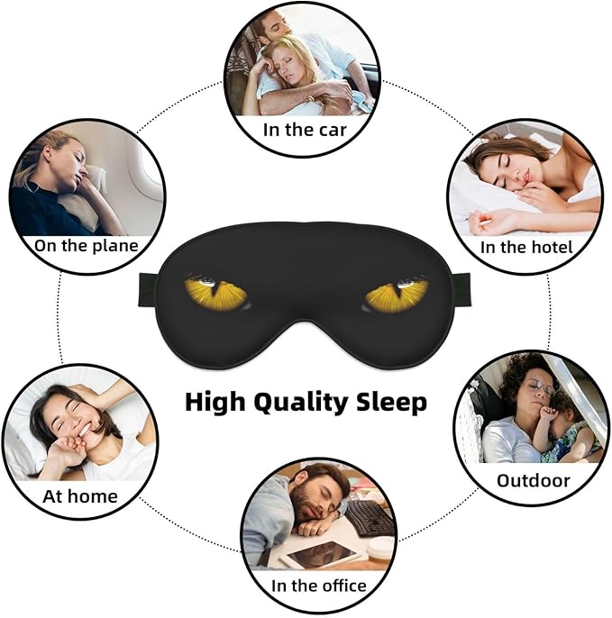 Yellow Eyeballs in Dark Sleeping Eye Mask Eye Mask for Sleeping Soft Comfort Eye Shade Blackout Eye Cover for Deep Rest Travel Nap Meditation