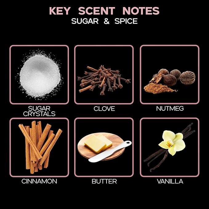 LOVSPA Reed Diffuser Set, Sugar & Spice Scented Oil Diffuser with Sticks, Home Fragrance Accessories for Bathroom Shelf Decor, Aroma Diffusers for Home or Office Fall Decor, USA Made