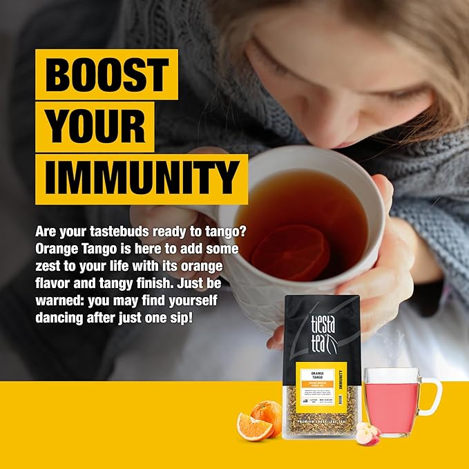 Tiesta Tea - Orange Tango, Loose Leaf, Orange Hibiscus Herbal Tea, Premium Non-Caffeinated Fruit Blend, Makes Hot or Iced & Up to 200 Cups, 16oz Resealable Pouch