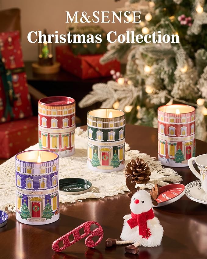 M&SENSE Christmastree Candles, Aromatherapy Candle for Stress Relief Meditation Relaxing, Housewarming Gifts for Women Men, 11.3oz 70 Hour Long Burning