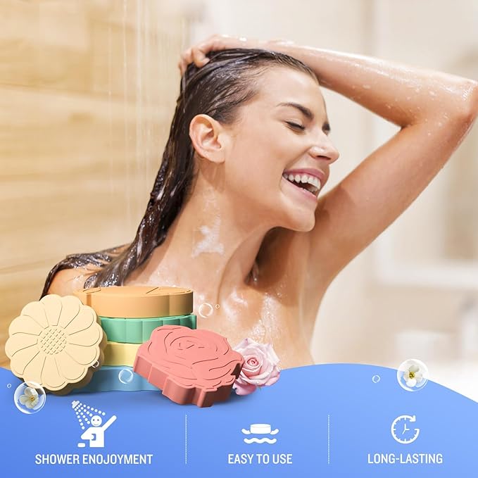 Shower Steamers 6 Pack Shower Bombs with Unique Shapes & Scents, Orange Peppermint Lemon Rose Chamomile Sea, Self Care Shower Steamer, Stocking Stuffers Christmas Gifts for Women, Men