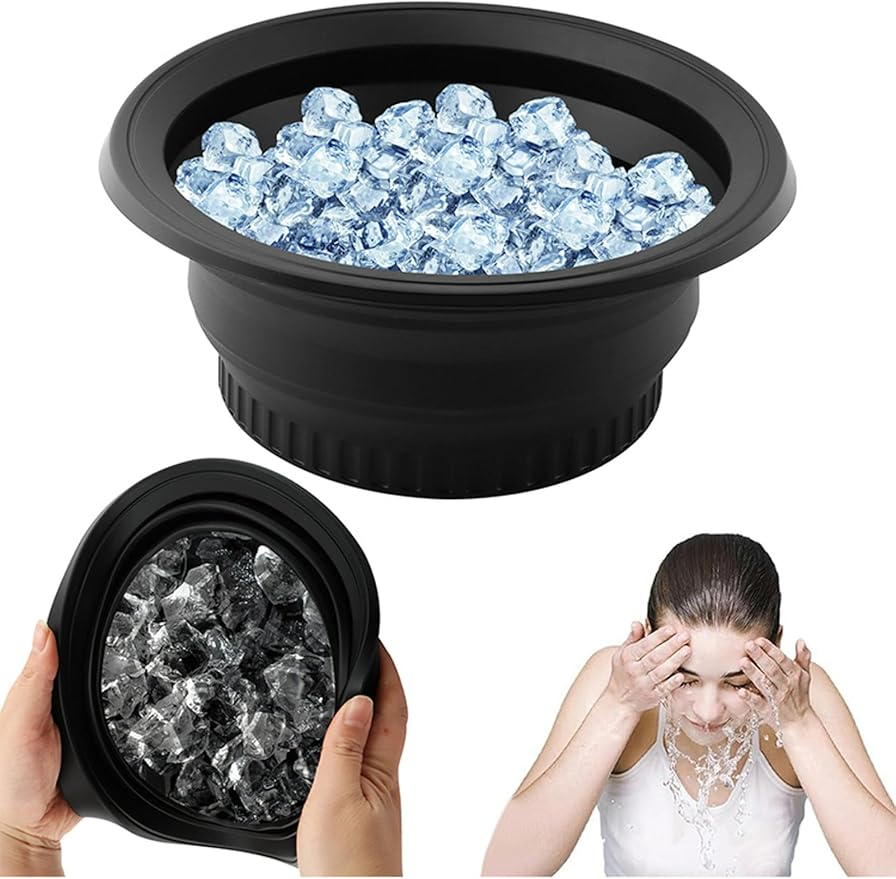 Face Bowl for Ice With Built-in IceTray Collapsible Silicone Facial Ice Bath Bowl Foldable Washbasin Small Reusable Portable Spa Tool for Home Travel Camping