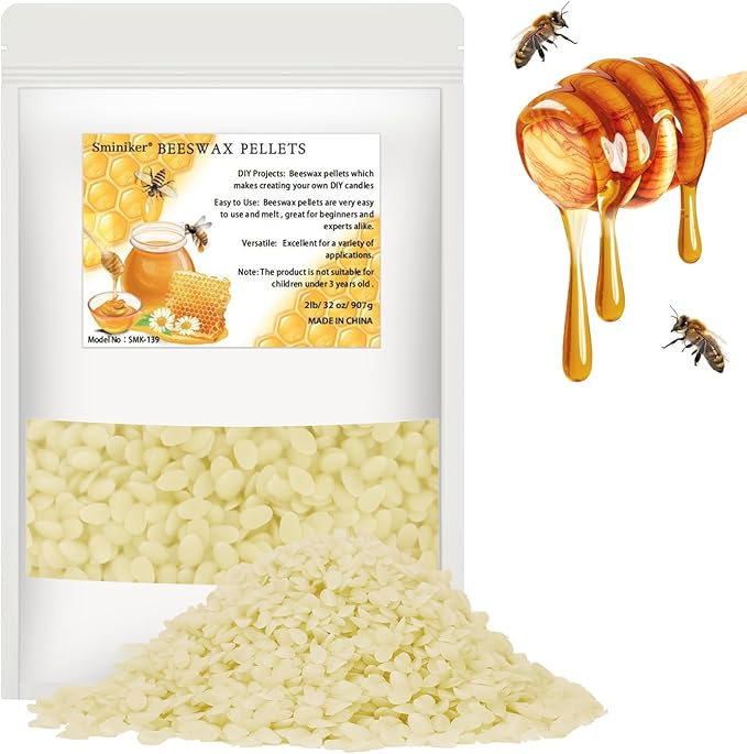 2LB Beeswax Pellets Beeswax for Candle Making Organic Beeswax Pellets for Skin Beeswax Beads Beeswax Bulk Beeswax for Lotion Making Organic for DIY and Craft Project