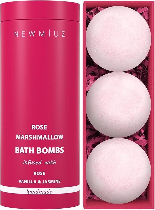 Rose Vanilla Bath Bomb Mega Foaming Bubbles Infused with Vanilla Jasmine Luxurious Spa Bath Essentials Nourishing Dry Skin Stress Relief Bath Gift
