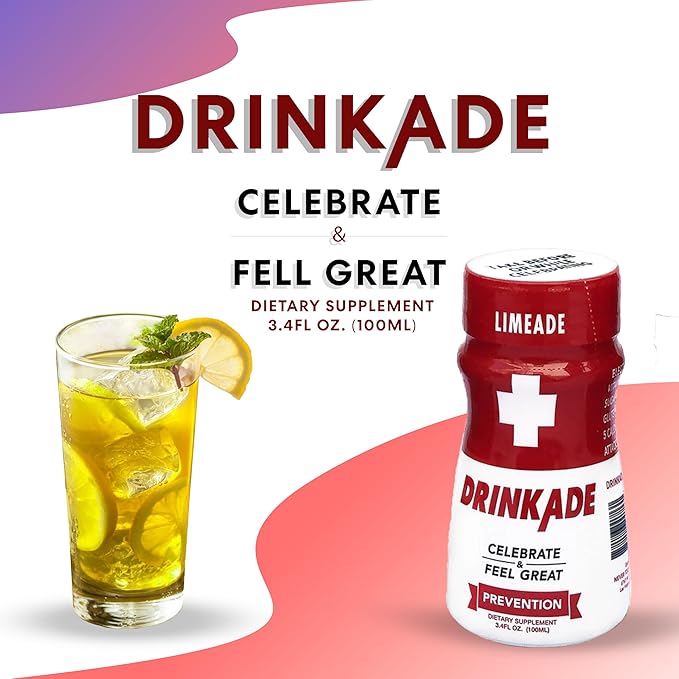 DrinkAde Prevention – Daily Wellness & Immunity Support Hydration Drink with Electrolytes, B Vitamins & Green Tea Extract – Sugar Free, 5 Calories, Vegan, Non-GMO (6 Pack, Lemon)