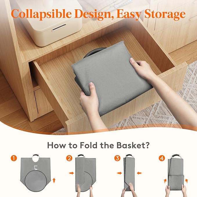 Lifewit 100L 2-Pack Large Laundry Basket, Collapsible Laundry Hamper with Aluminum Handles, Waterproof Freestanding Dirty Clothes Hampers for Laundry Room Bedroom Dorm Bathroom, Silver Grey