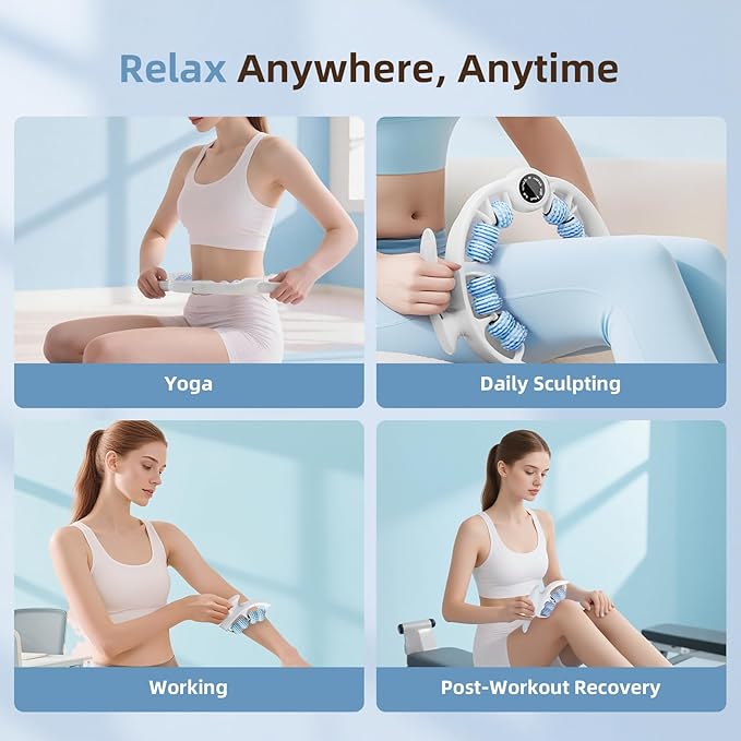 Cellulite Massage Roller for Legs, Anti Cellulite Massage Tool with Detachable, Fats Remover for Legs, Thighs, Butt, Fascia Massage Tool for Lymphatic Drainage & Deep Tissue Pain Relief (Blue)