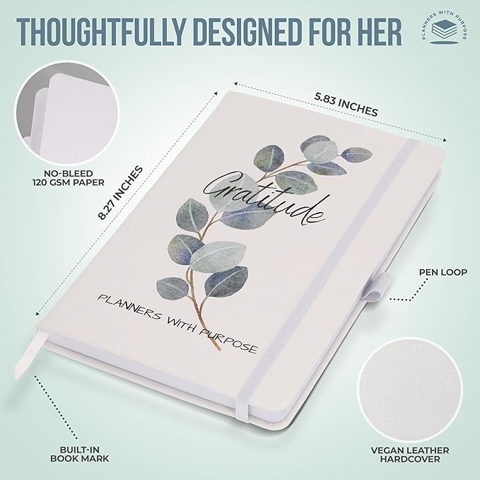 Gratitude Journal for Women – 5 Minute Journal for Happiness, Positivity, Affirmation, Inspirational, Manifestation, & Self Care – Undated Planner Guided with Prompts Daily 2025