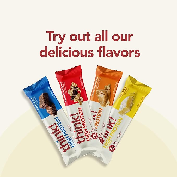 think! Protein Bars, High Protein Snacks, Gluten Free, Kosher Friendly, Cookies and Crème, Nutrition Bars, 2.1 Oz per Bar, 10 Count (Packaging May Vary)