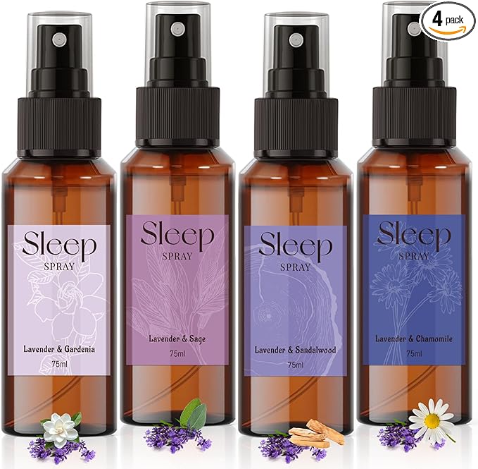 SCENTORINI Sleep Spray, 10.14 oz Calming Lavender Spray for Sleep, lavender essential oil, 4 Pack Relaxing Aromatherapy Mist for Bedding Fabric, Room Spray Odor Deodorizer