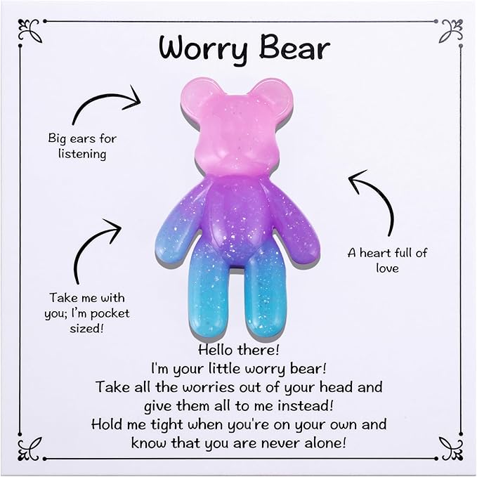 Pocket Bear Hug, Anxiety Relief Gifts for Men Women, Mental Health Positivity Gift, Stress Relief Gifts for Her, Comforting Gift for Son Daughter Back to School, Pink Blue
