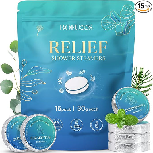 Shower Steamers Aromatherapy, Birthday Gifts for Men Teen, Stocking Stuffers White Elephant Christmas Gift for Adults, Natural Essential Oils Bath Bombs Relaxation SPA – 15 Tablets