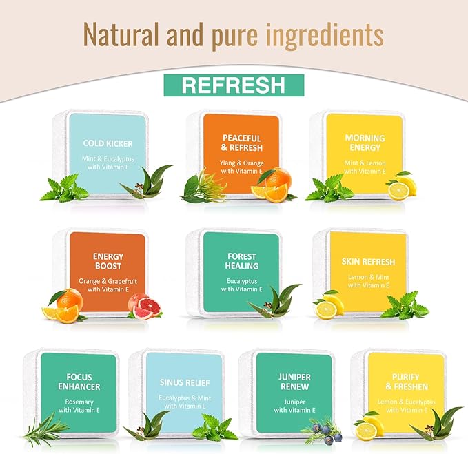 Shower Steamers Aromatherapy 10 Pack - Shower Bombs Birthday Gifts for Women, Men, Mom, Organic Essential Oils, Self Care, Stress Relief, Relaxation Home SPA Christmas