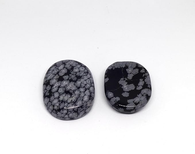 L PEDRA & CRYSTAL Worry Stone A Handheld Comfort to Ease Stress, Enhance Focus, and Promote Inner Peace (Snowflake obsidean Worry Stone)