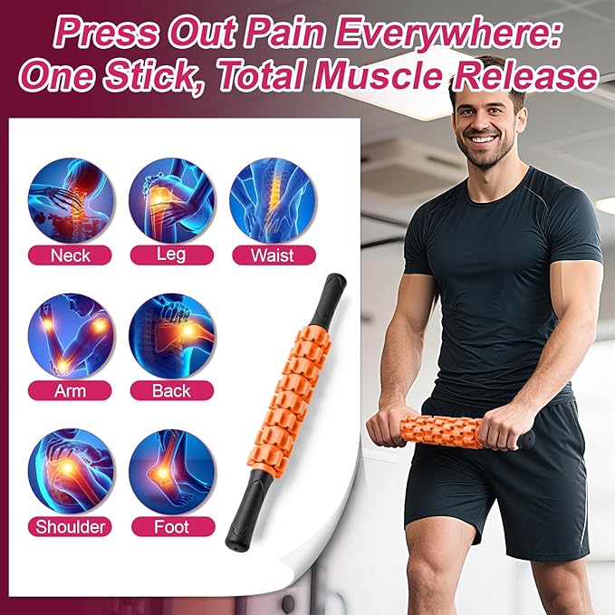 Muscle Roller Stick, Muscle Roller, Liposuction Massage Roller for Lymphatic Drainage, Massager Stick for Relief Muscle Soreness, Trigger Points, Help Exercise Runner Legs, Back Recovery