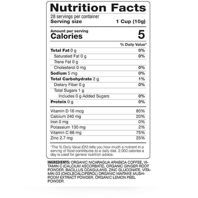 Daily Defense Organic Ground Bagged Coffee – Coffee with Maitake, Ginger Root, Lemon Peel & Superfoods – Healthy Mold Free Probiotic beverage, Vegan, Gluten Free