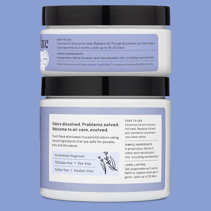 Fresh Wave Lavender Odor Removing Gel, 15 oz. & 7 oz.| Safer Odor Absorbers for Home | Natural Plant-Based Odor Eliminator | Every 7 oz. lasts 30-60 Days | For Cooking, Smoke, Trash & Pets