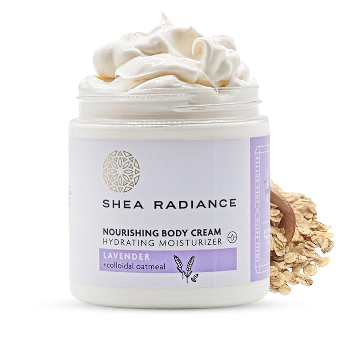 Shea Radiance Nourishing Body Cream with Colloidal Oatmeal | Hydrating Moisturizer for Sensitive Skin | Gentle Hydration with Long Lasting Moisture | Lavender Bliss 8 oz