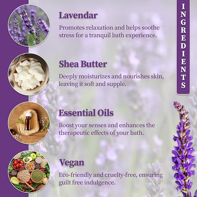 GETT Lavender Bath Bombs 4-pcs, Individually Wrapped Bath Bombs for Men & Women, Luxury Gift Set with Vegan and Essential Oils, Relaxing and Moisturizing Bubble Bath, Organic Bath Essentials for All