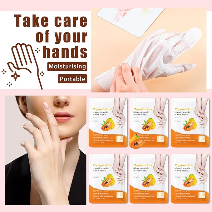 6 Pairs Hand Mask for Dry Cracked Hands,Nourishing Moisturizing Gloves,Hands Moisturizer for Deep Moisturizing,Silky Smooth Moisturizing Gloves,Hand Care Mask Set(M)