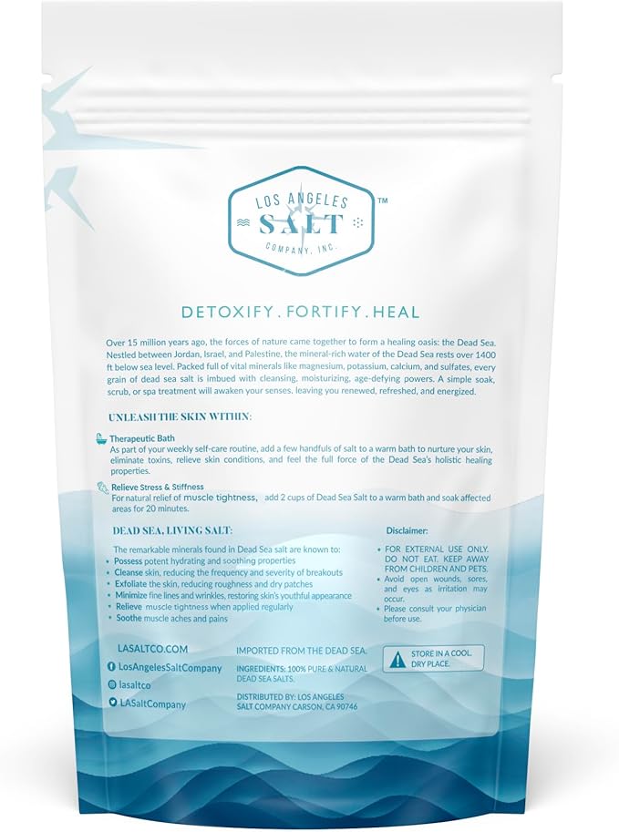 2.2 Lbs Dead Sea Salt, Fine Grain - Foot and Spa Bath Soak, Exfoliating Body Scrub, 100% Pure and Mineral-Rich, Relieves Sore Muscles and Soothes Joints
