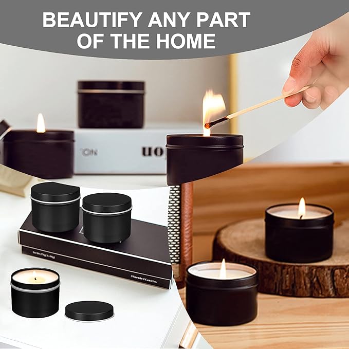 DINGPAI Candle Tin 18 Pcs, 4oz Candle Containers for DIY Candle Making, Black Color, Arts & Crafts, Storage and Holiday Gifts