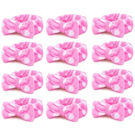 Casoty 12 Pcs Skincare Headbands, Spa Headband for Washing Face, Soft Coral Fleece Headbands for Makeup, Bow Hair Band, Make Up Accessoriesfor Face Washing Shower Skin Care Yoga