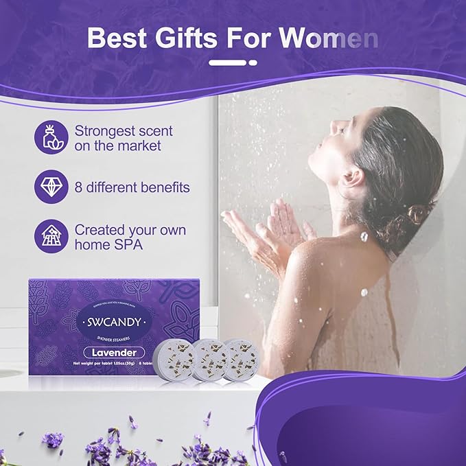 Shower Steamers Aromatherapy Birthday Day Gifts 8 Pcs Lavender - Shower Bombs with Essential Oils Bath Bombs Birthday Gifts for Women