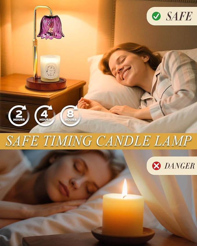 Flower Candle Warmer Lamp with Timer Dimmable, Candle Warming Lamp Height Adjustable, for Women Mom, Wax Melt Warmer for Jar Candles, House Warming Gifts New Home Decor