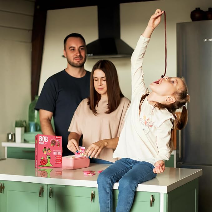 Bob Snail Fruit Roll Ups – Healthy Sweets Snacks, Real Dried Fruits, No Added Sugar, Vegan, Nut Free, Candy for Adults, Kids, with – Bulk 50 pcs Rolls, 500g (Apple Strawberry)