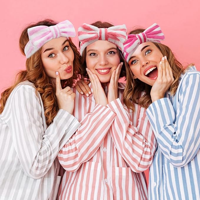 ANBALA 12Pcs Spa Sleepover Party Supplies - 6 Pink Spa Headbands & 6 Fuzzy Socks for Slumber Party Gifts