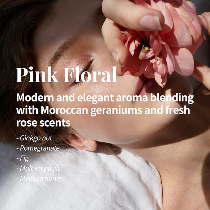 PLU Korean Walnut Body Scrub Pink Floral with Manuka Honey - Exfoliating & Moisturizing & Firming Glow - for Acne, Cellulite, Stretch Marks, Spider Veins, Fresh & Elegance Rose Scent 6.76 oz.