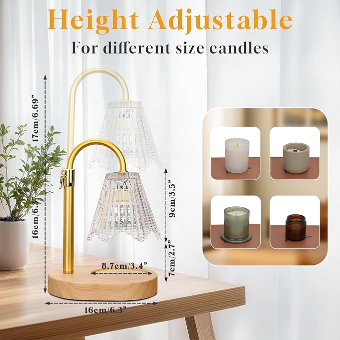 Candle Warmer Lamp with Timer, Dimmable Candle Lamp Adjustable Height, Birthday Gifts for Mom Women, House Warming Gifts New Home Decor